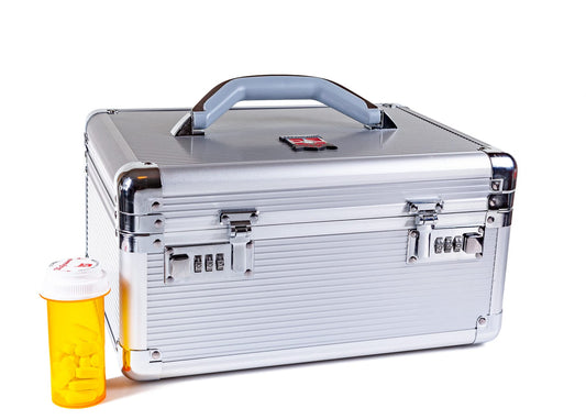 MEDICINE RX SAFE Medication Carrying Case - Large_Silver