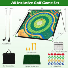 71 x 71 Inches Golf Chipping Game Set with 2 Adjustable Clubs