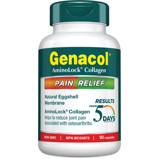 Genacol Pain Relief – Eggshell Membrane and Ultra-Hydrolyzed Collagen Peptides, Joint Pain Relief Supplement, Results in Just 5 Days, 90 Capsules (30-Day Supply)