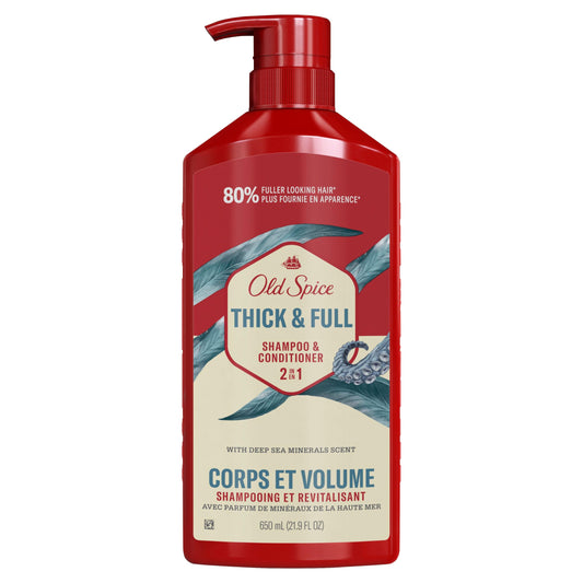 Old Spice Thick and Full 2IN1 Shampoo and Conditioner for Men, with deep sea minerals scent, 650 mL