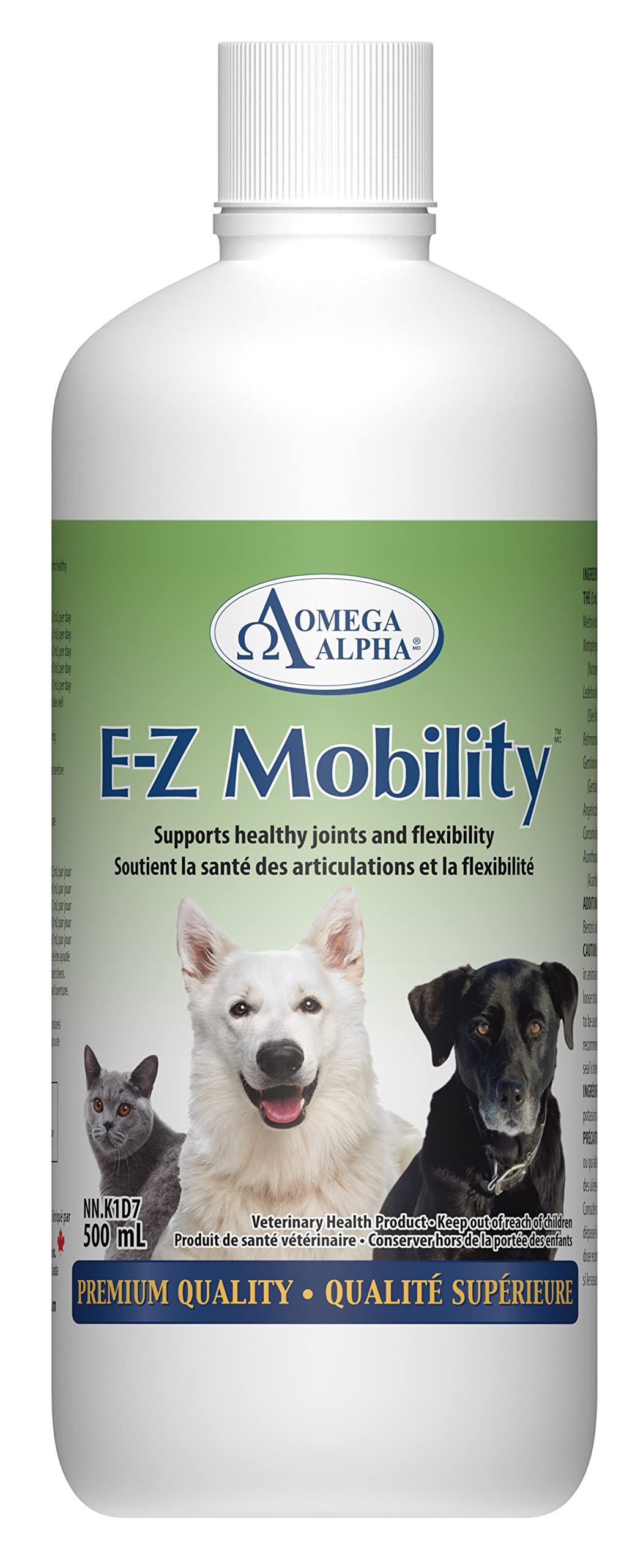 Omega Alpha E-Z Mobility Liquid 500mL for Pets, Hip & Joint Supplement for Dogs & Cats with MSM & Turmeric, Supports Flexibility & Muscle Comfort Daily