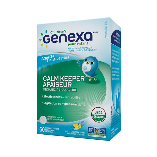 Genexa Calm Keeper for Children, 60 Tablets, Certified Organic and Non-GMO, Physician Formulated, Homeopathic, Calming and Relaxation Aid for Children