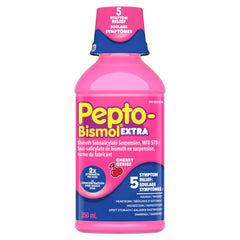 Pepto Bismol Extra Strength Liquid, 2X Concentrated Formula, Upset Stomach Relief, Diarrhea Relief, Heartburn, Nausea, Indigestion, Upset Stomach, Cherry Flavour, 12oz /350mL