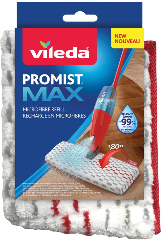 Vileda ProMist MAX Microfibre Mop Head (1 Pack) | Dual Sided Mop Refill | Reusable & Machine Washable