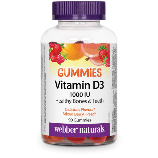 Webber Naturals Vitamin D3 1000 IU, 90 Gummies, For Healthy Bones, Teeth, and the Maintenance of Good Health