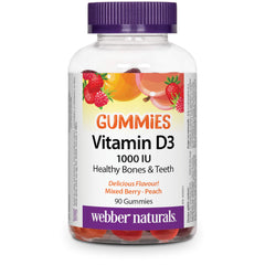 Webber Naturals Vitamin D3 1000 IU, 90 Gummies, For Healthy Bones, Teeth, and the Maintenance of Good Health