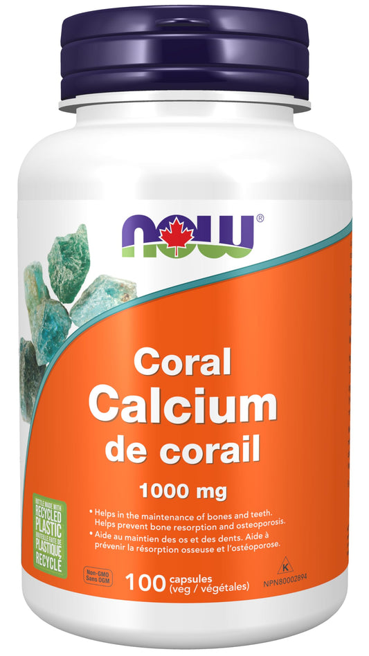 NOW Supplements, Coral Calcium 1,000 mg, Bone Health*, Healthy pH Balance*, 100 Veg Capsules