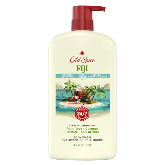 Old Spice Men's Body Wash Fiji with Palm Tree, 24/7 Shower Fresh, Gentle on skin, Cleansing, 887 mL