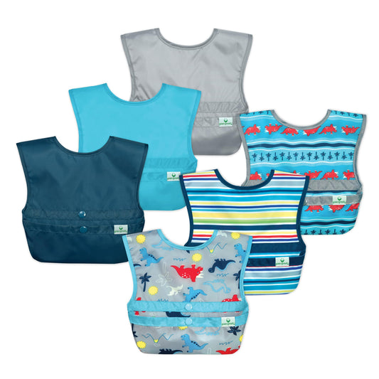 green sprouts Unisex Baby Pull-over Bib, Blue & Aqua Dinosaurs, Small