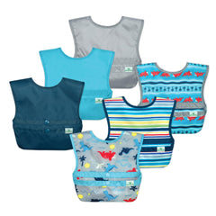 green sprouts Unisex Baby Pull-over Bib, Blue & Aqua Dinosaurs, Small