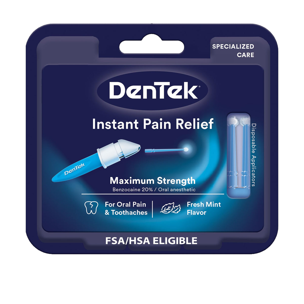 DenTek Instant Oral Pain Relief with Benzocaine for Toothache Pain Relief, 50 Disposable Applicators