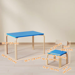 Kids Table and 2 Chair Set, Children Multi-Activity Furniture Set for Playing, Learning, Eating, Craft, Blue
