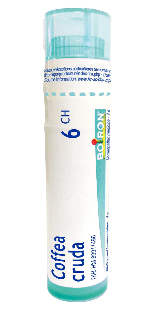 Boiron Coffea cruda 6ch,Homeopathic medicine. Each tube contains 4 g (approximately 80 pellets)