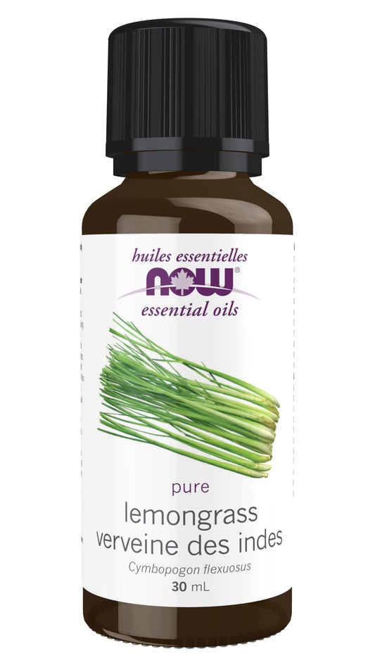 NOW Essential Oils, Lemongrass Oil, Uplifting Aromatherapy Scent, Steam Distilled, 100% Pure, Vegan, Child Resistant Cap, 30mL