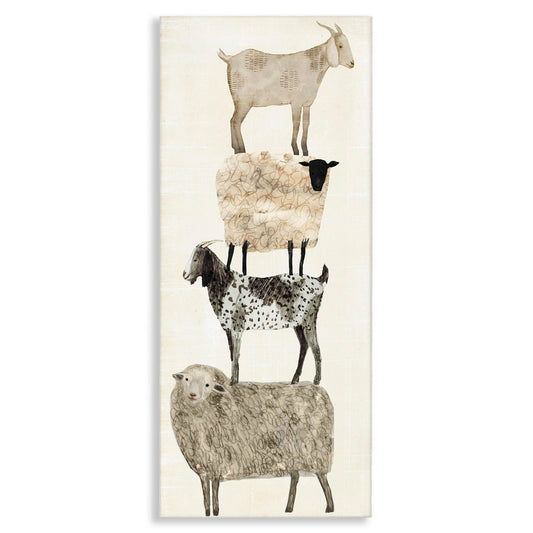 Stupell Industries Home Fun Stacked Sheep and Goats Farm Animals Stretched Canvas Wall Art, Multi-Color
