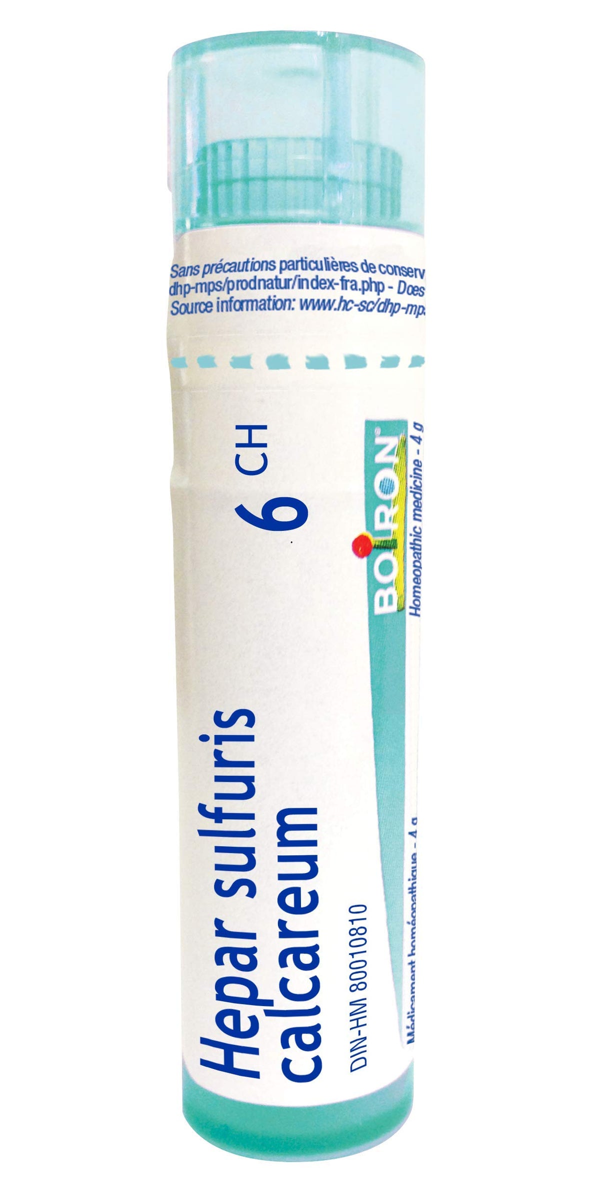 Boiron Hepar sulfuris calcareum 6ch,Homeopathic medicine. Each tube contains 4 g (approximately 80 pellets)