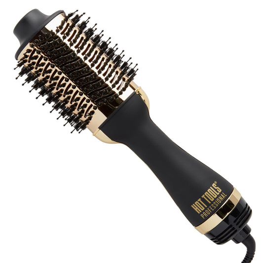 Hot Tools Professional 24K Gold Charcoal Infused one-step blowout Styler, Black/Gold, 1 Count (Pack of 1)