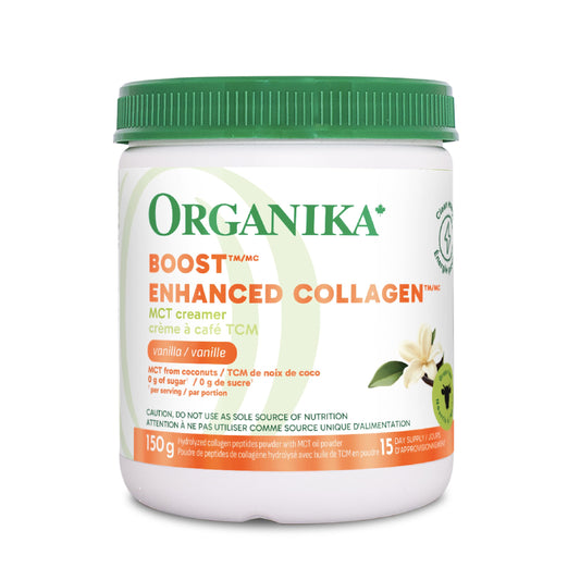 Organika Canadian-Made Enhanced Collagen Boost with MCT Oil Powder and Vanilla - 150g