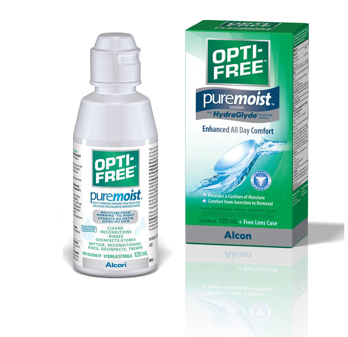 OPTI-FREE® PureMoist with HydraGlyde Travel Size, Multipurpose Contact Lens Solution, 120 mL