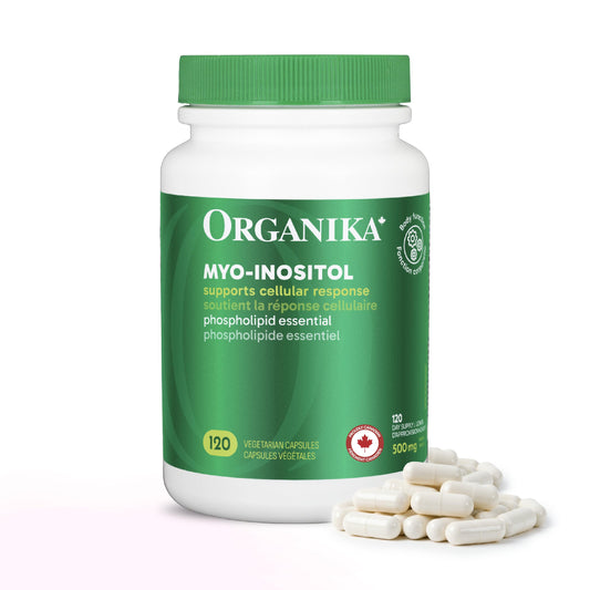 Organika Canadian-Made Inositol (Myo-Inositol)- Cellular Response, Mood Balance, Insulin Support, PCOS Management, Menstrual Cycle Regulation - 120vcaps