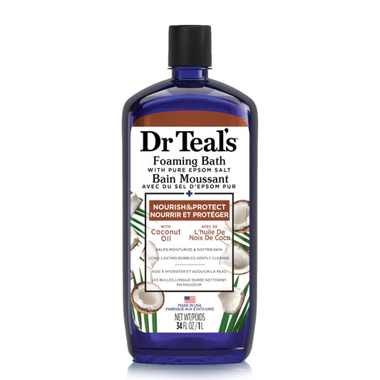 Dr Teal's Foaming Bath with Pure Epsom Salt, Nourish & Protect with Coconut Oil, 34 fl oz (Packaging May Vary)