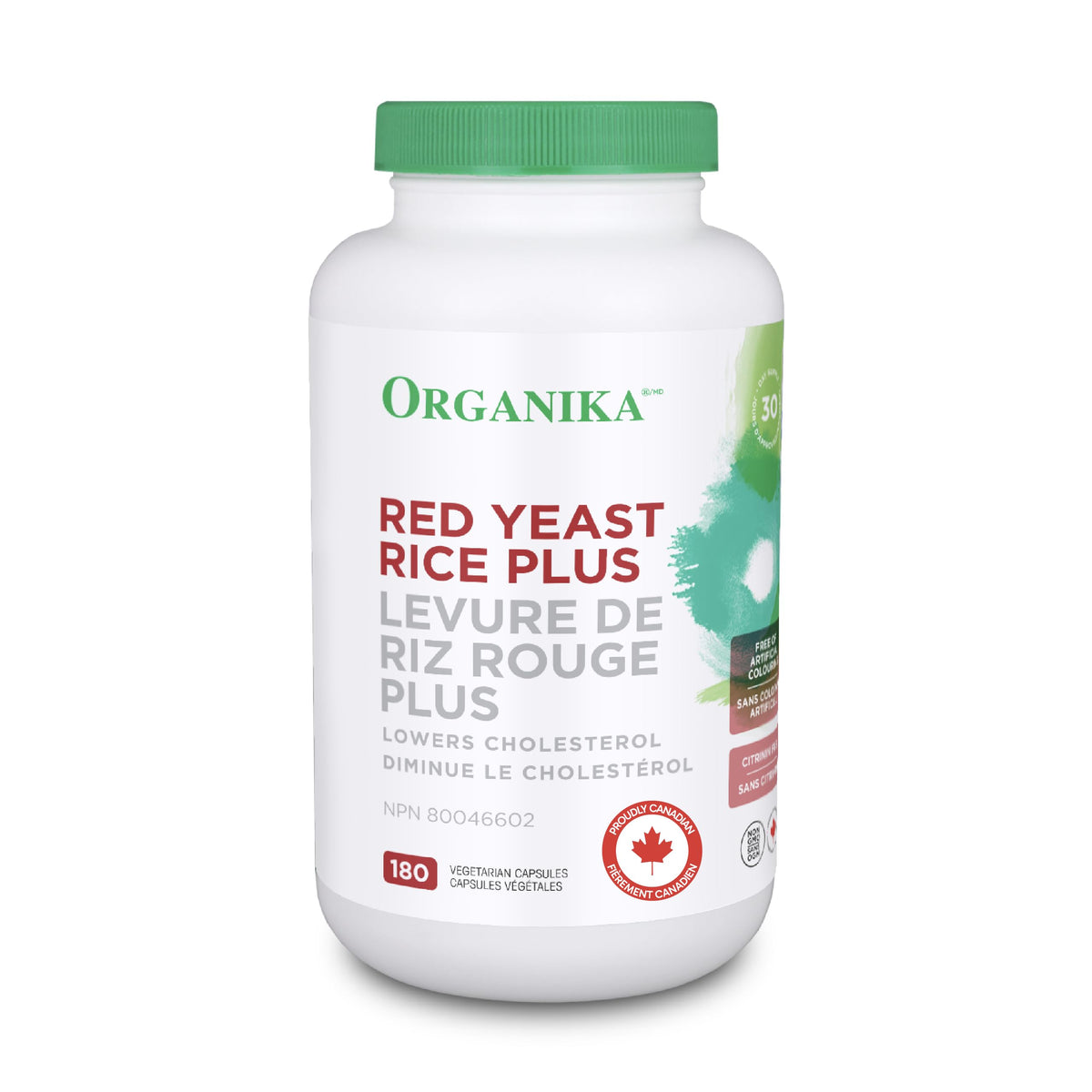Organika Canadian-Made Red Yeast Rice Plus- Plant Sterols, Cholesterol Support- 180vcaps
