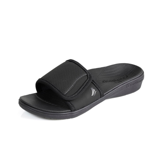 Powerstep Women's Arch Support, Plantar Fasciitis Relief Slide Sandal, Black - Blk, 9