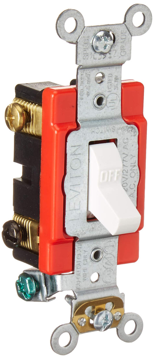 Leviton Toggle Double-Pole AC Quiet Switch, Extra Heavy Duty Grade, 1222-2W, White