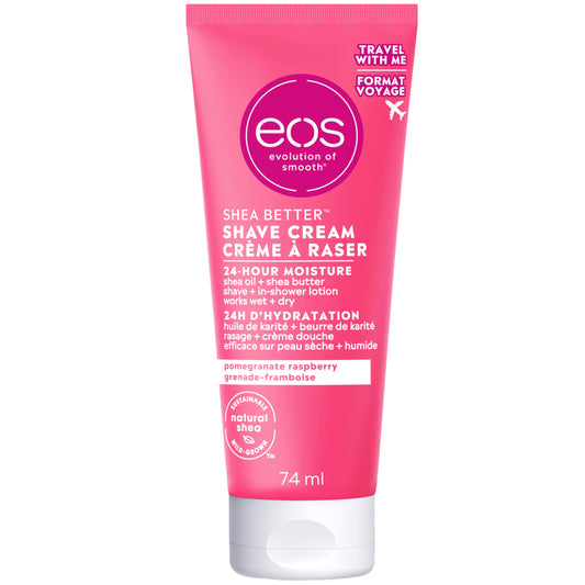 eos Shea Better Travel Size Shaving Cream, Pomegranate Raspberry, 24HR Hydration, 74ml