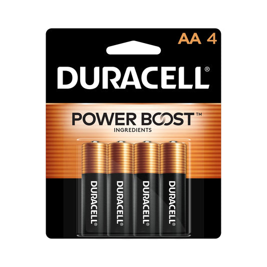Duracell Coppertop Double AA Batteries with Power Boost Ingredients, 4 Count (Pack of 1) Long-lasting Alkaline Double AA Battery for Household and Office Devices