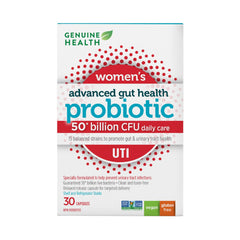 Genuine Health UTI Probiotic, 30 count, 50 Billion CFU, Natural daily UTI support and relief, 15 diverse and balanced strains per capsule, Dairy, soy & gluten-Free, Non-GMO, Vegan