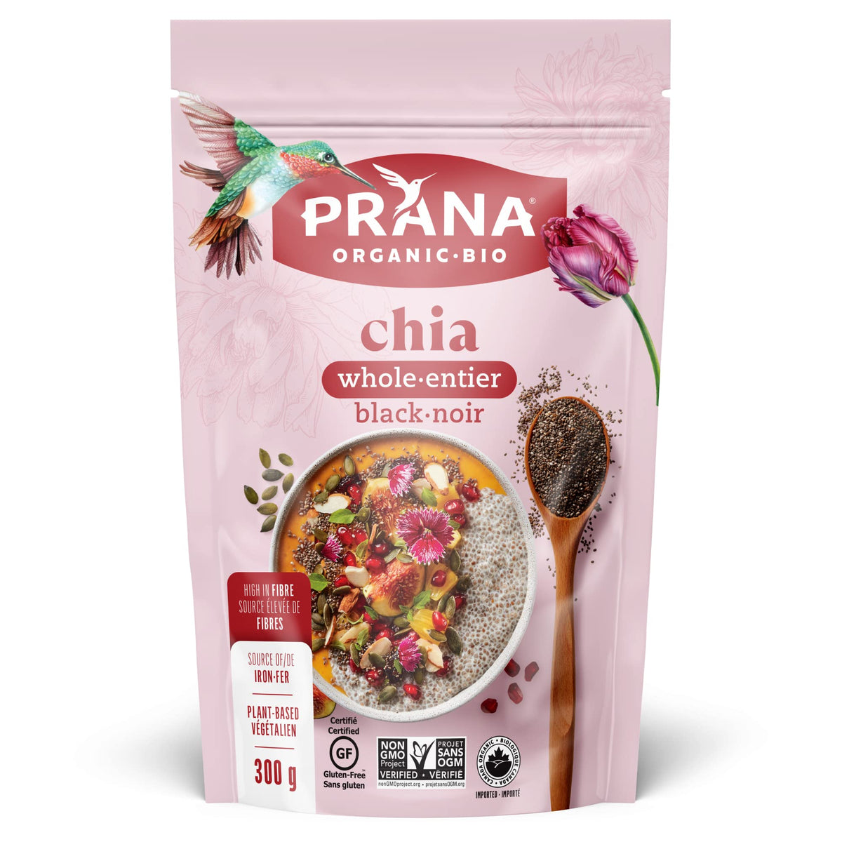 Prana – Organic Whole Black Chia Seeds | Non-GMO, Gluten Free | KETO | Source of Omega-3 & Calcium | High in Fibre| 1kg