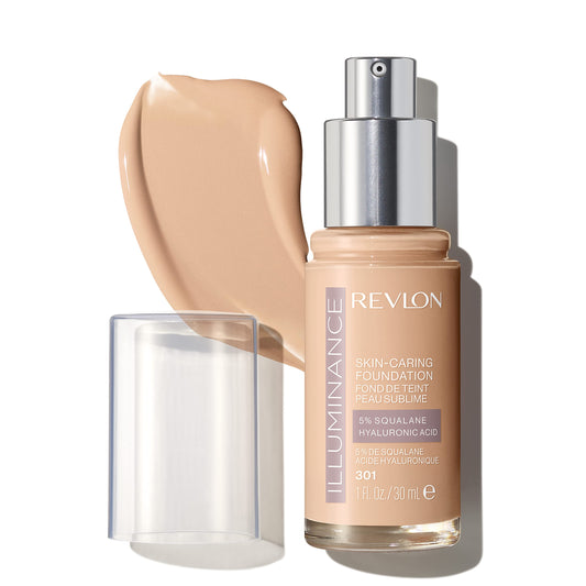Revlon Illuminance Skin-Caring Liquid Foundation, Hyaluronic Acid, Hydrating and Nourishing Formula with Medium Coverage, 301 Cool Beige, 1 fl oz/ 30ml (Pack of 1)