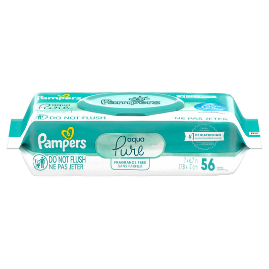 Pampers Aqua Pure Sensitive Baby Wipes 1X Pop-Top 56 Count