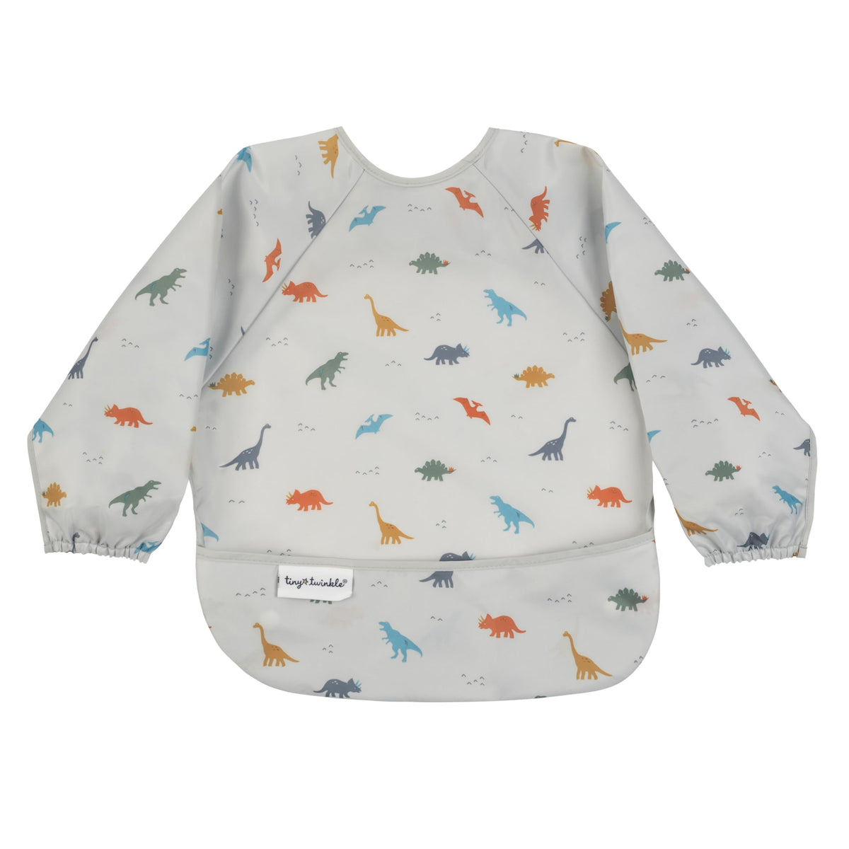 Tiny Twinkle Mess Proof Baby Bib, Long Sleeve Bib Outfit, Waterproof Bibs for Toddlers, Machine Washable, Tug Proof Dinosaur 6-24M
