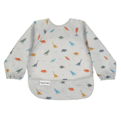 Tiny Twinkle Mess Proof Baby Bib, Long Sleeve Bib Outfit, Waterproof Bibs for Toddlers, Machine Washable, Tug Proof Dinosaur 6-24M