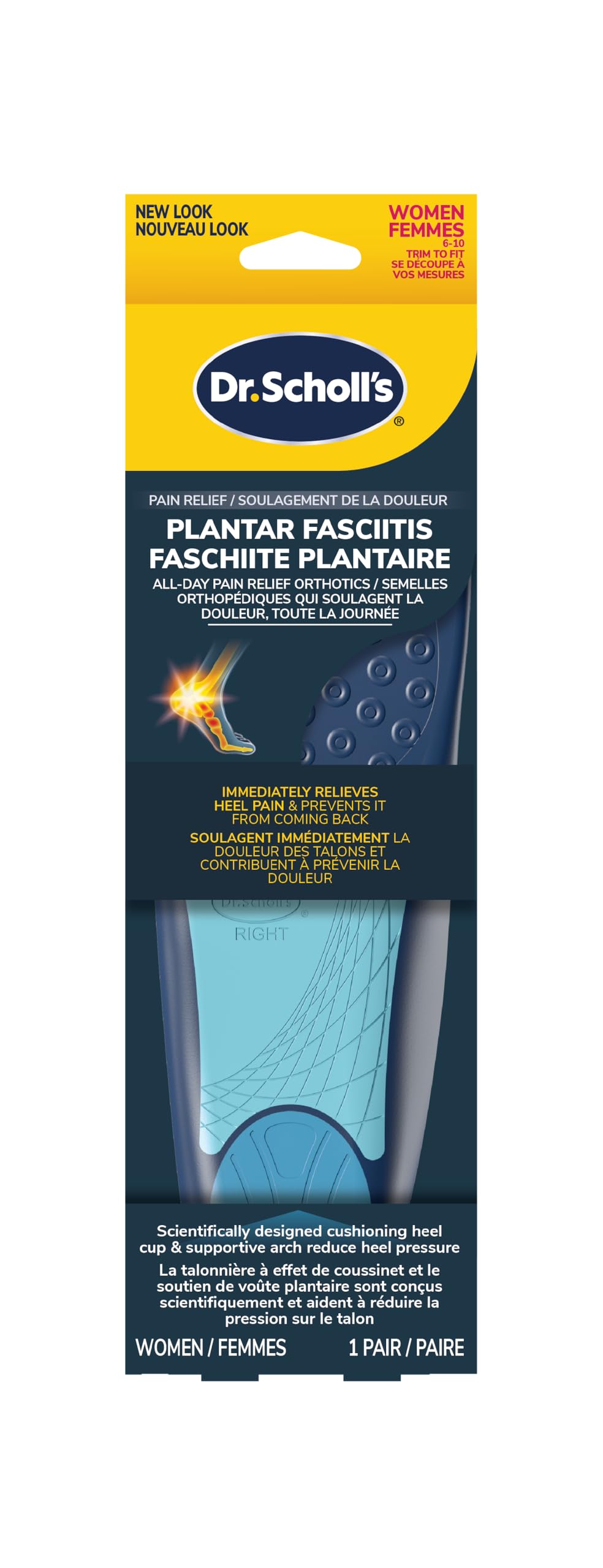 Dr. Scholl’s® Plantar Fasciitis Pain Relief Orthotics Scientifically Designed to Relieve Pain of Plantar Fasciitis, Cut to Fit Inserts: Women's Size 6-10, 1 Pair