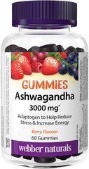 Webber Naturals Ashwagandha Gummy, 60 Berry Flavoured Gummies, Helps to Reduce Stress and Increase Energy, Vegan