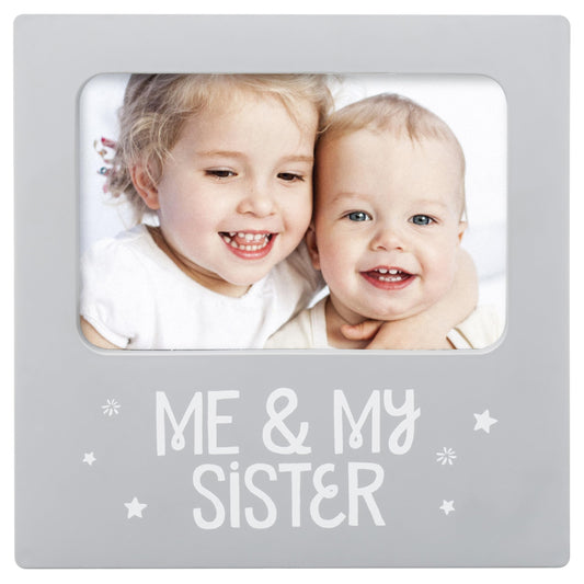 Tiny Ideas Me & My Sister Sentiment Keepsake Frame, Gift For Siblings, Baby Frames, Gray