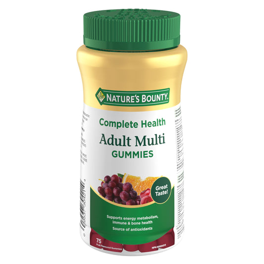 NATURE'S BOUNTY Adult Multi Gummies, Helps to Support Immune Function, Helps Development Of Bones & Teeth, Cherry, Grape & Orange Flavours, 187.5 g