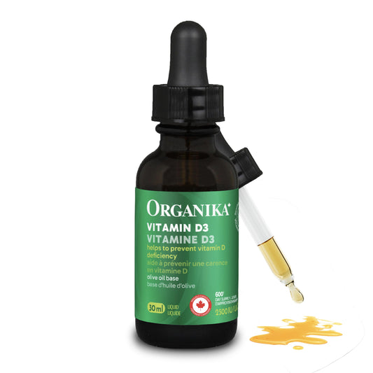 Organika Canadian-Made Vitamin D3 Liquid 2500IU- Olive Oil Base, Immune System Support- 30ml