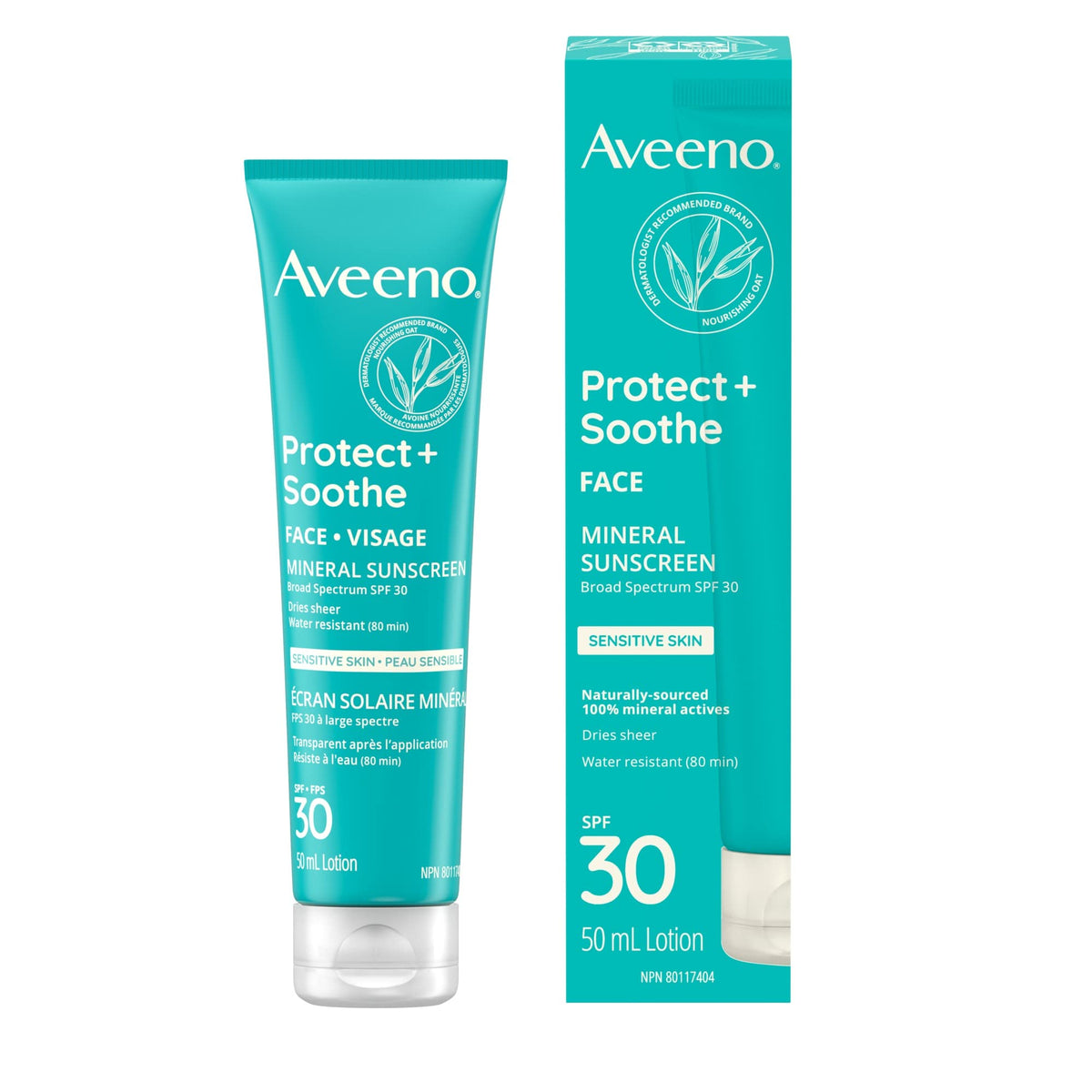Aveeno Protect + Soothe Face Mineral Sunscreen SPF 30, 50 mL