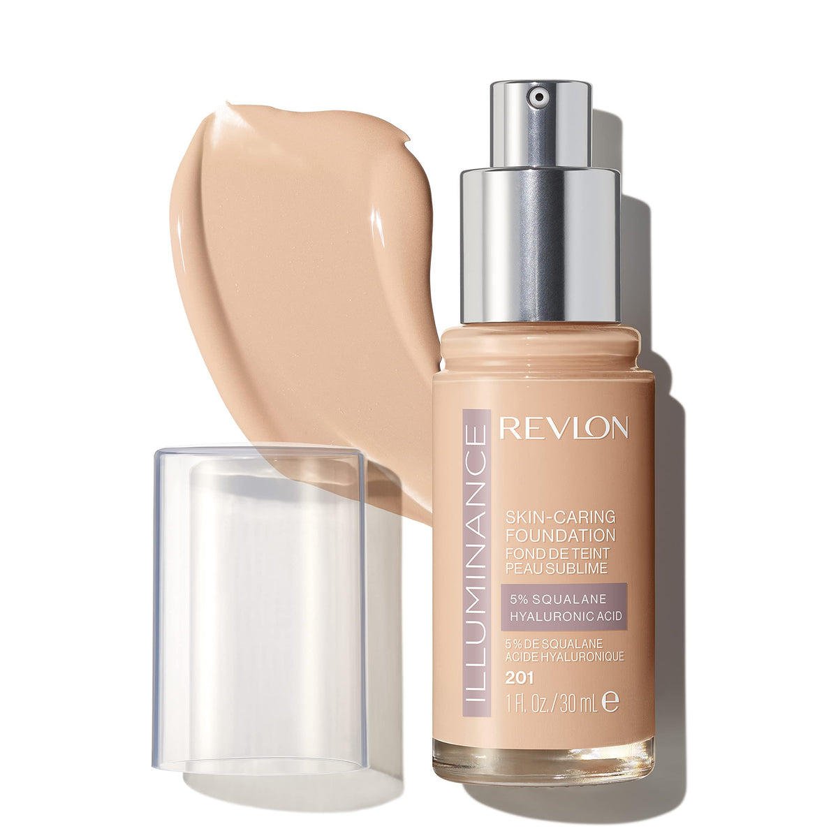 Revlon Illuminance Skin-Caring Liquid Foundation, Hyaluronic Acid, Hydrating and Nourishing Formula with Medium Coverage, 201 Creamy Natura, 1 fl oz/ 30mll (Pack of 1)