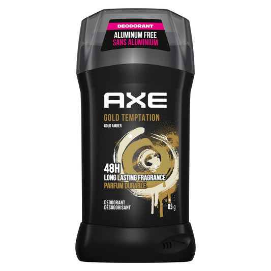 AXE Antiperspirant Stick for Long Lasting Sweat Protection Gold Temptation Gold Amber Men's Antiperspirant 48 hours anti-sweat with high definition scent 76 GR