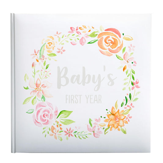 Kate & Milo Floral Baby's First Year Memory Book, Baby Milestones Photo Album, Trendy Baby Girl Gift