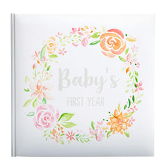Kate & Milo Floral Baby's First Year Memory Book, Baby Milestones Photo Album, Trendy Baby Girl Gift
