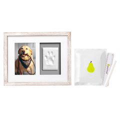 Pearhead Pawprint Keepsake Picture Frame and Clay Impression Kit, Pet Owner Gift, Distressed Gray