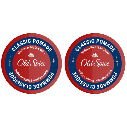 Old Spice Hair Styling Pomade for Men, Medium Hold No Shine, 126 g Total (2 Count of 63 g Each)