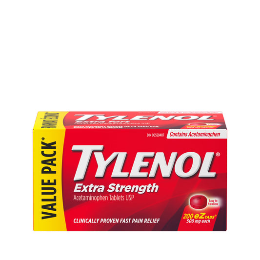 Tylenol Extra Strength For Pain and Anches Relief, Headache Relief, and Reducing Fever, 500 mg Acetaminophen 200 eZTABS