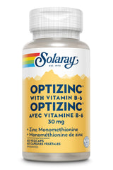 SOLARAY – OptiZinc, 30mg | Immune System | Methionine & Vitamin B6 | Dietary Supplement Lab Verified, 100% PCR Bottles | 60 Vegetarian Capsules